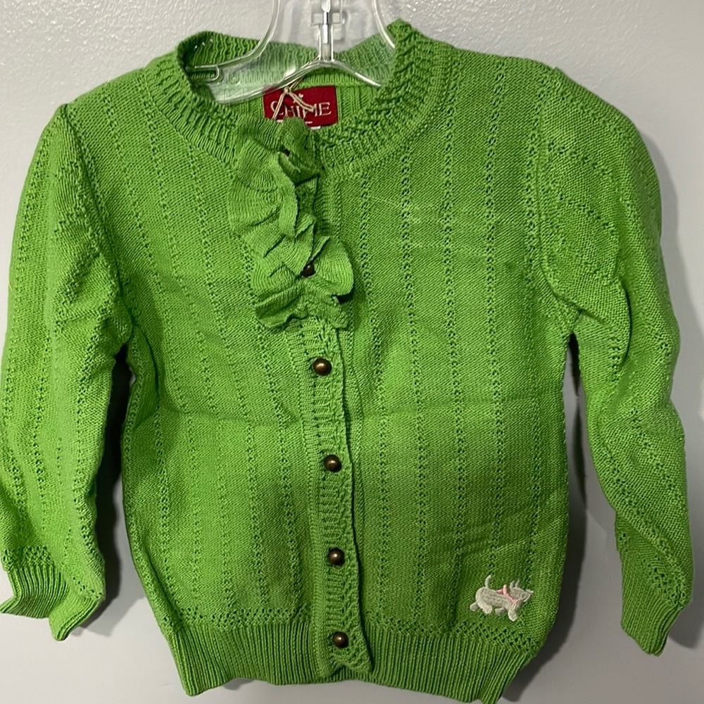 NWT Chipie Girls Green Cotton Angel Cardigan Size 23 month
